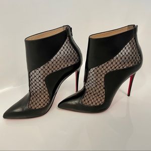CHRISTIAN LOUBOUTIN HEELED BOOTIES/ANKLE BOOTS LEATHER + MESH SZ 40